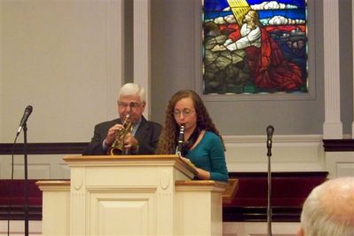 Pastor Larry on trumpet & Jessica Hughes on clarinet
