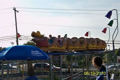 Kearstin rides the mini coaster!
