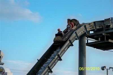 Pastor Larry, Jolene, & Meredith on the Log Flume
