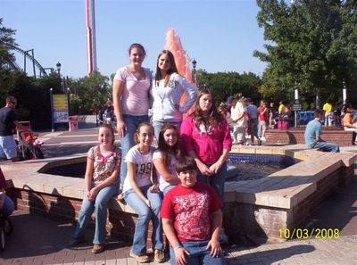 Getting our picture by the fountain
