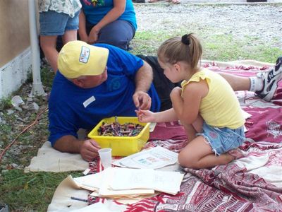 Pastor Larry takes time to color w/
