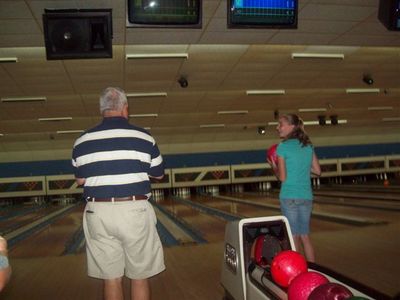 Pastor Larry & Moriah bowling

