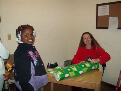 Diana wraps gifts
